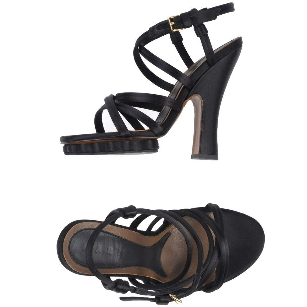 Marni Silk Satin Strappy Platform Heel Sandals